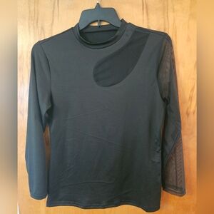 SHEIN Black Mesh Long Sleeve Top